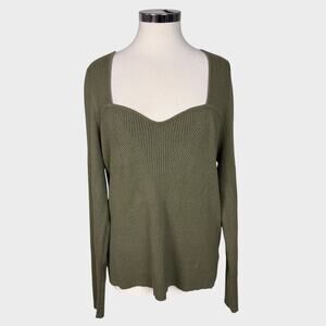 Old Navy XXL Tall Green Sweetheart Neckline Ribbed Knit Top